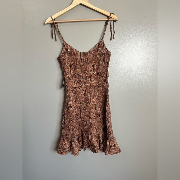 Express animal print smocked mini sundress small resort wear, beach, cruise - Picture 5 of 7